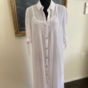 Womens white shirt dress with matching white tank dress underneath. Size medium.